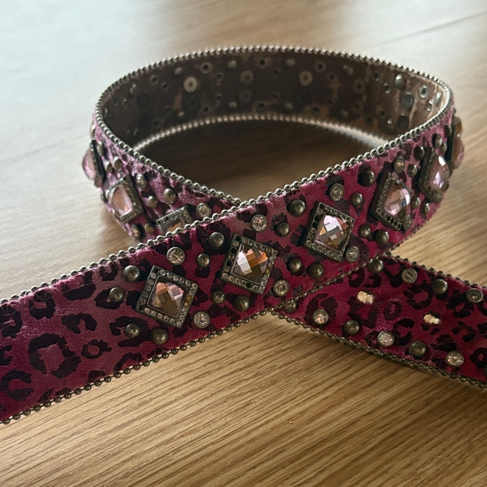 Studded Pink Leopard Belt